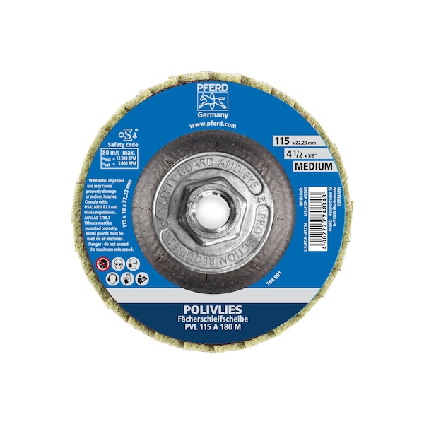 Pferd 4-1/2" POLIVLIES Non-Woven Flap Disc - 5/8-11 Thread - Medium Grade 43286 - main